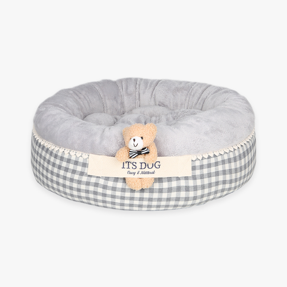 Peekaboo Bear Round Bed (Gray)